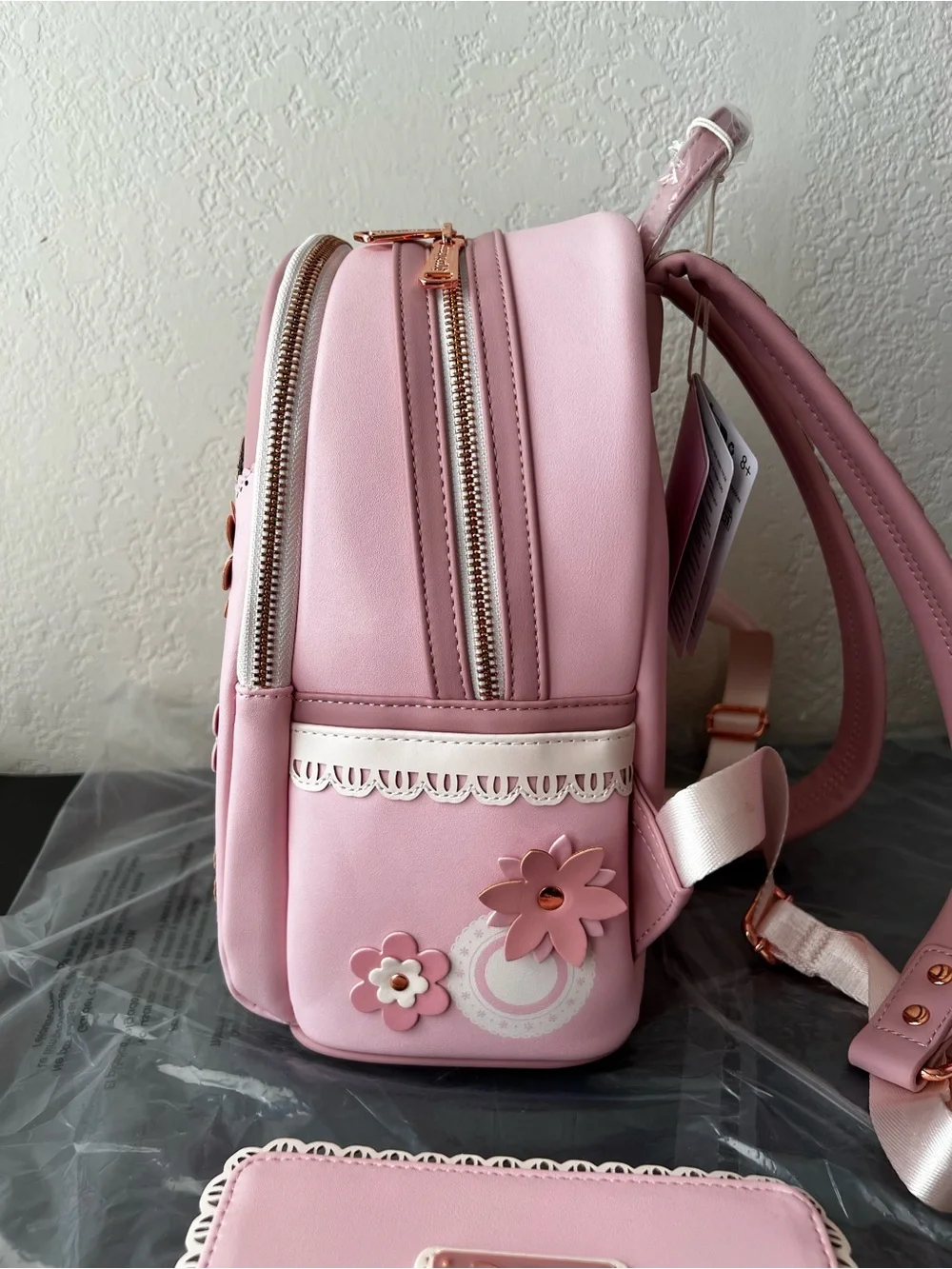 NWT Loungefly Disney Princess Silhouettes Floral Lace Mini Backpack + Wallet Set